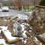 destroyed entrance to Thistledown Estates